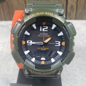 Casio Men's Tough Solar Illuminator Analog & Digital, Green AQS810W-3AVCF